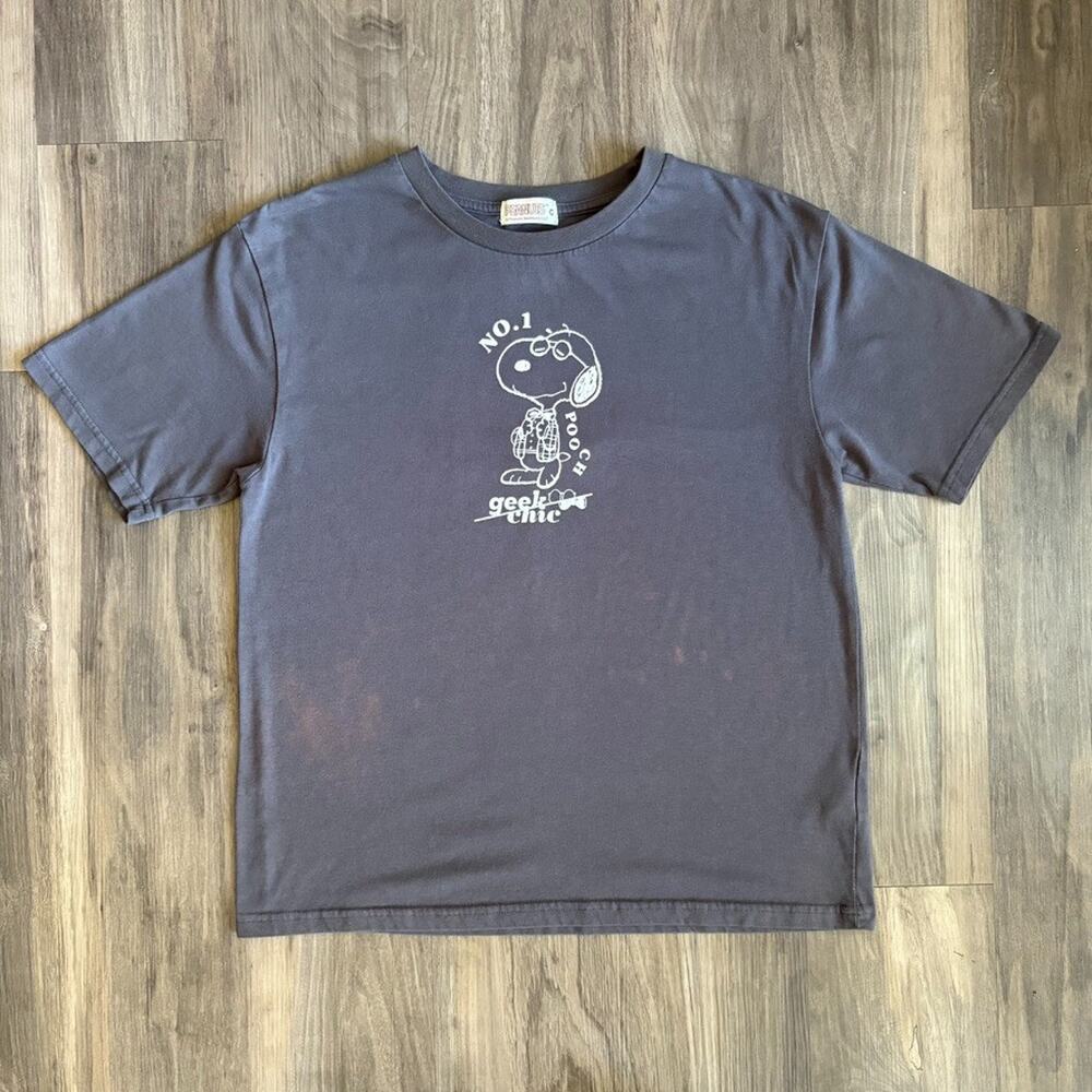 Vintage Peanuts Snoopy T-Shirt Men's Size M Gray Stained 1990s Geek Chic